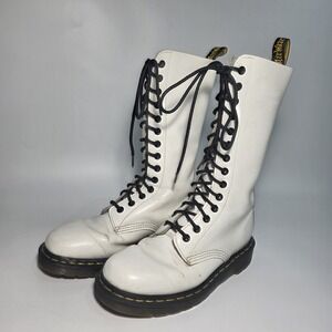 Dr Doc Martens 1914 White 14 Eyelet Zip Up Combat Boots Women's Size 7